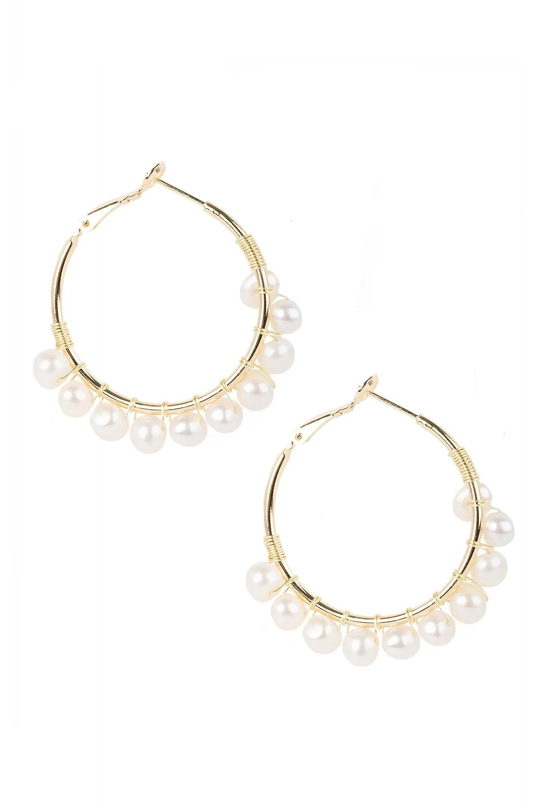 Rushing Water Pearl Hoop Earring White