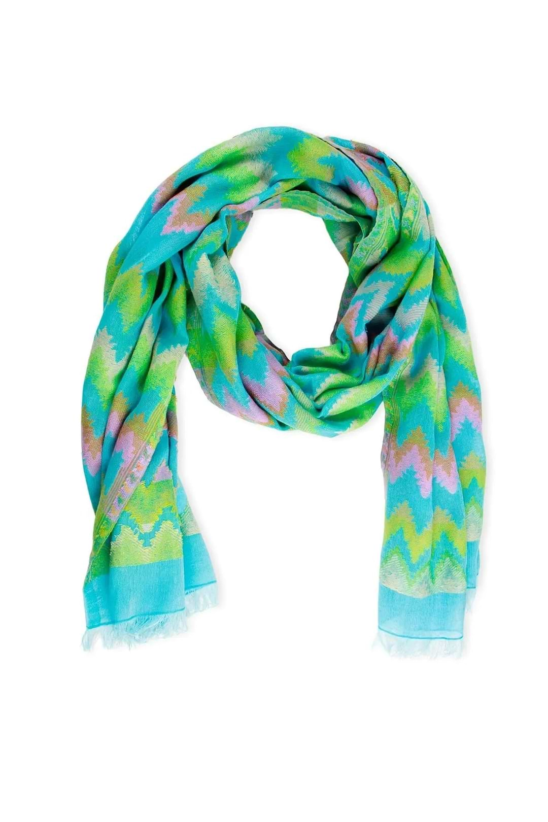 Zig Zag Woven Scarf Light Sky Blue