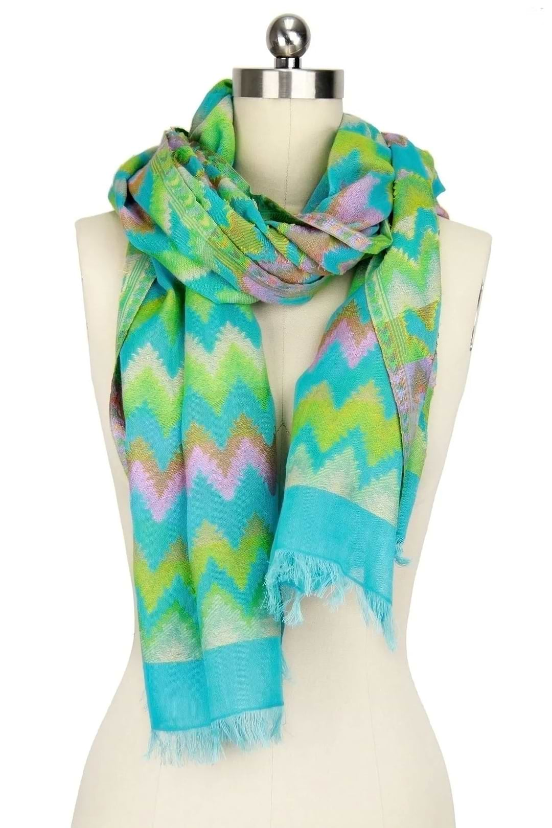 Zig Zag Woven Scarf Light Sky Blue