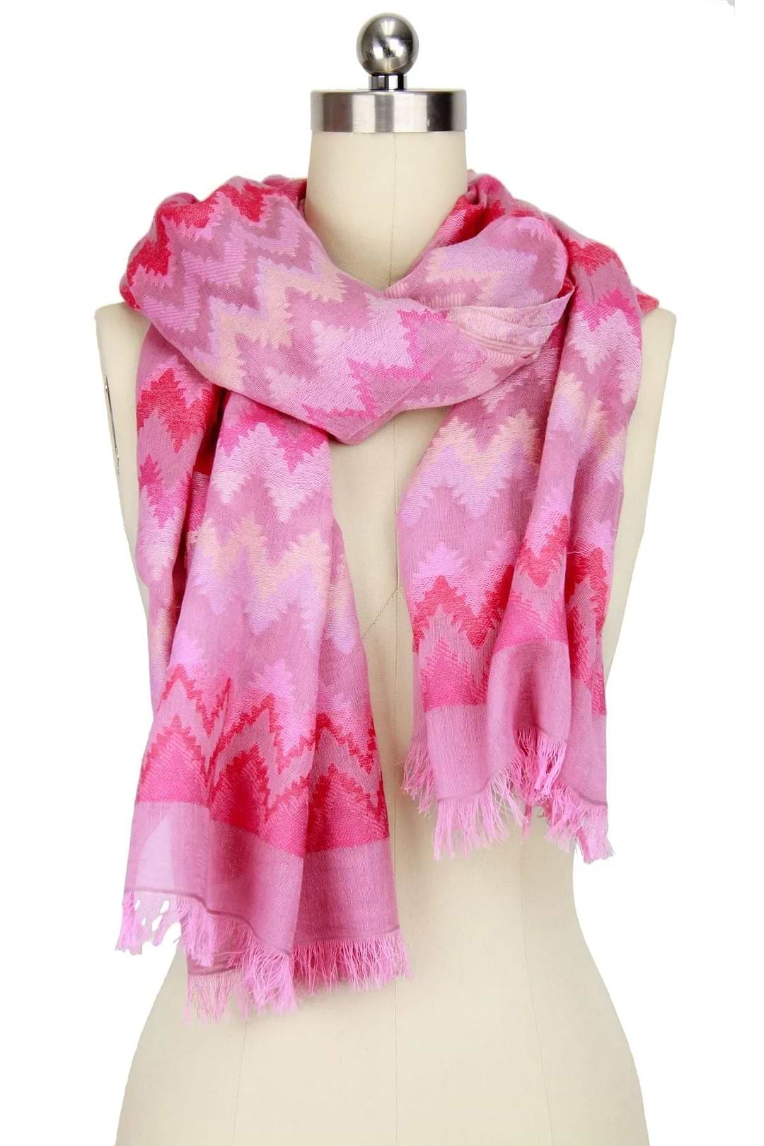 Zig Zag Woven Scarf Hot Pink