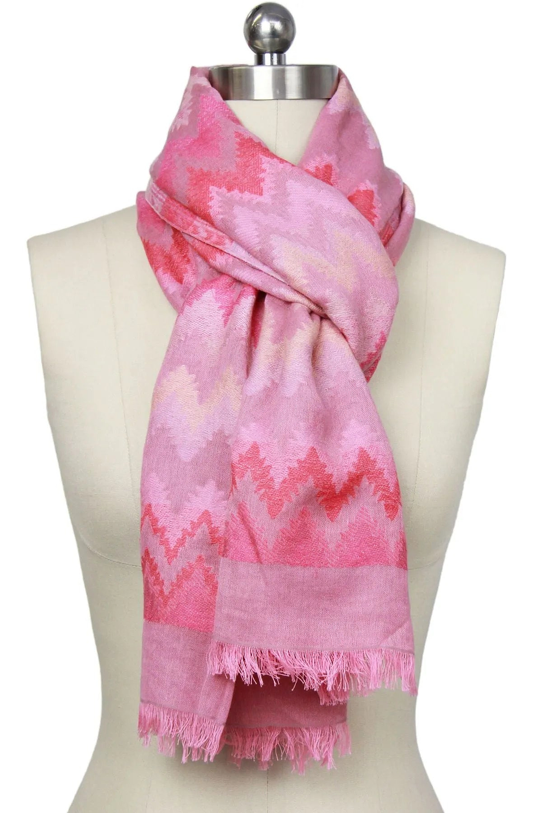 Zig Zag Woven Scarf Hot Pink