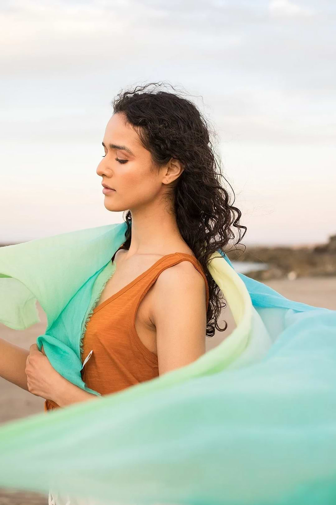 Cashmere Ombre Scarf Turquoise