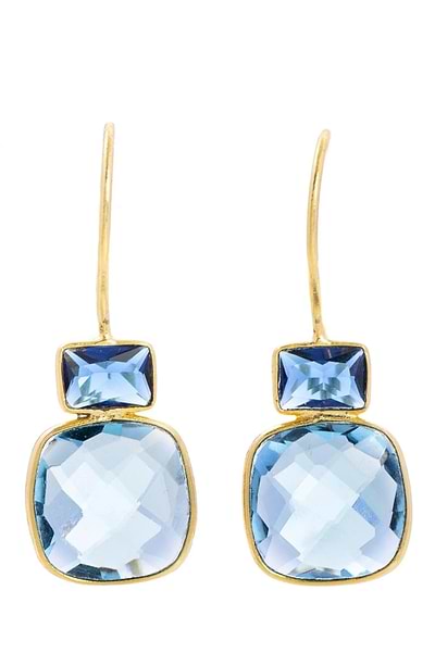 Cushion Drop Gemstone Earrings - SAACHI - Light Steel Blue - Gemstone Earring