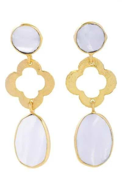 Quatrefoil Dangle Gemstone Earring Alice Blue