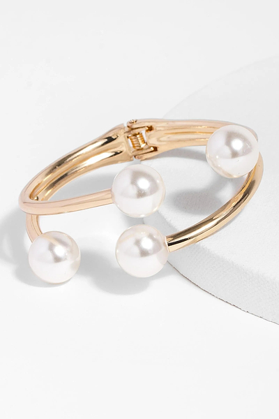 Hinged Pearl Cuff Bracelet Gold
