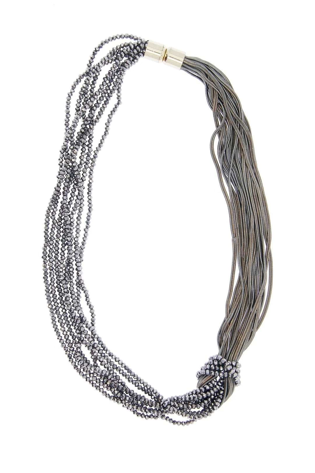 Knotted Chain Layered Statement Necklace Silver