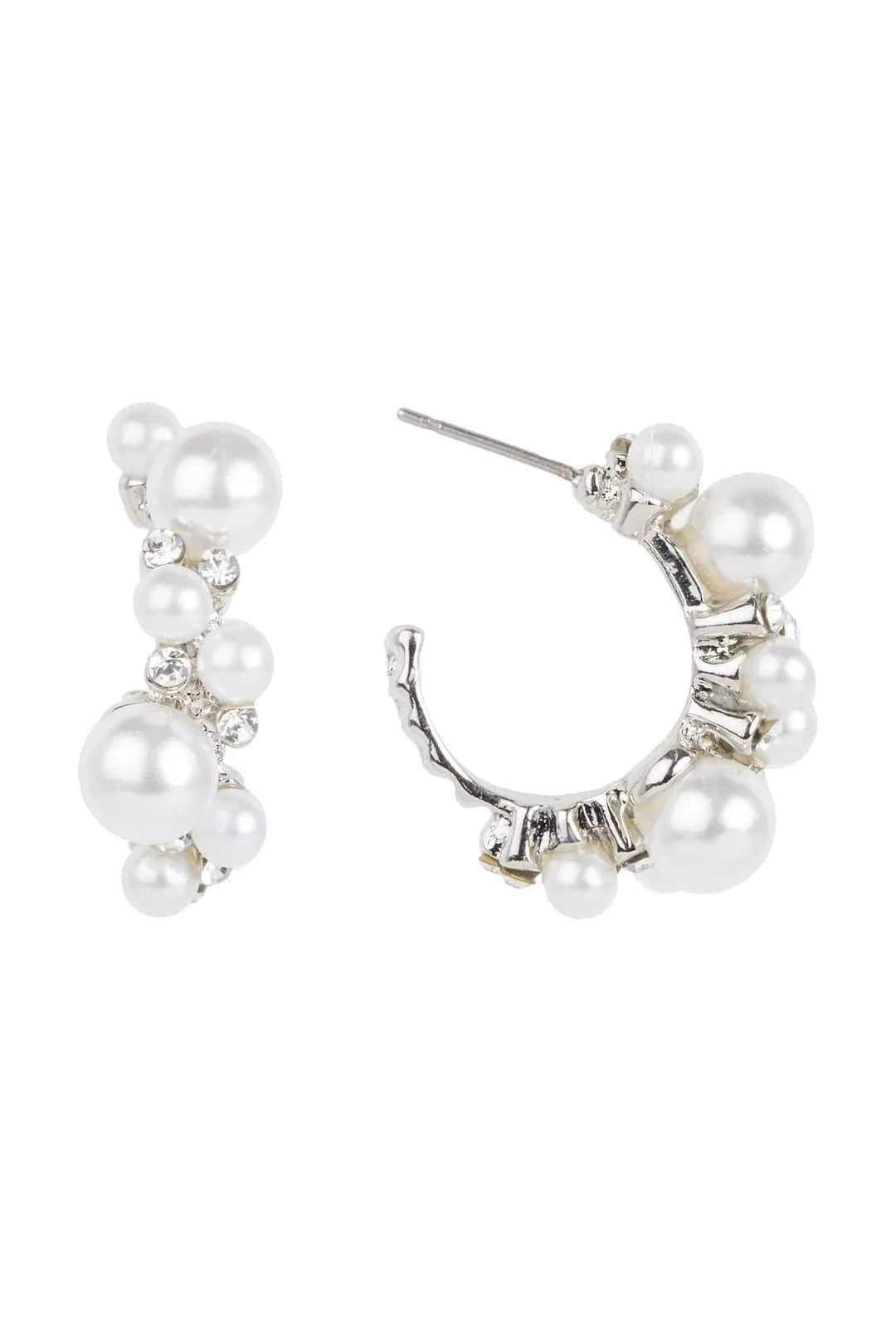 Scatter Pearl Hoop Earring Silver