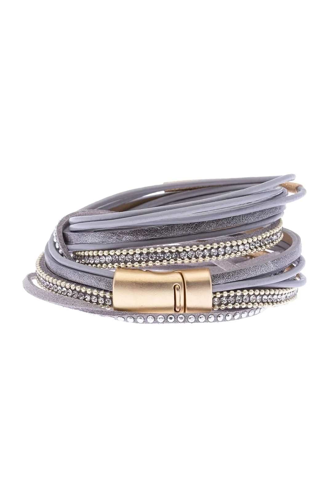 Flaunt Double Wrap Leather Bracelet Lavender