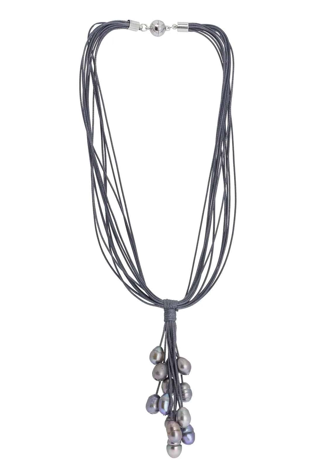 Tahitian Wax Corded Pearl Necklace Light Slate Gray