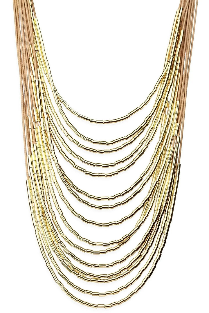 Waterfall Strand Long Layered Necklace Gold