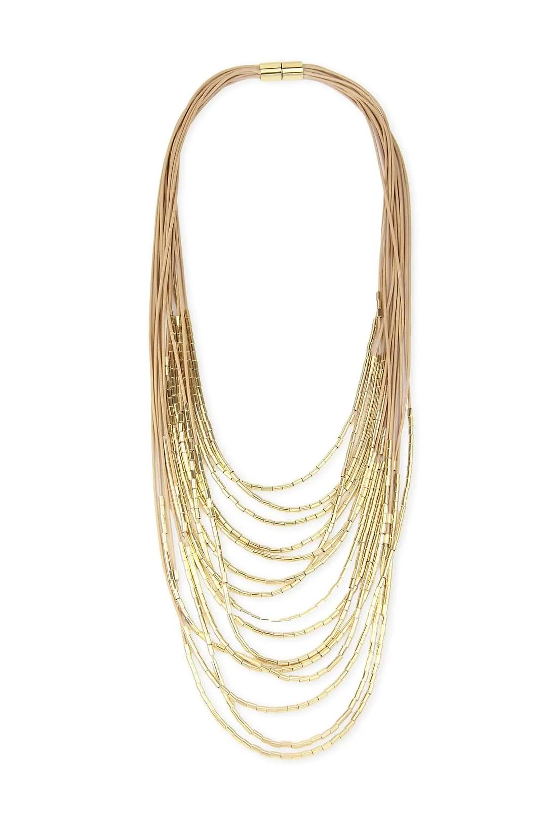 Waterfall Strand Long Layered Necklace Gold