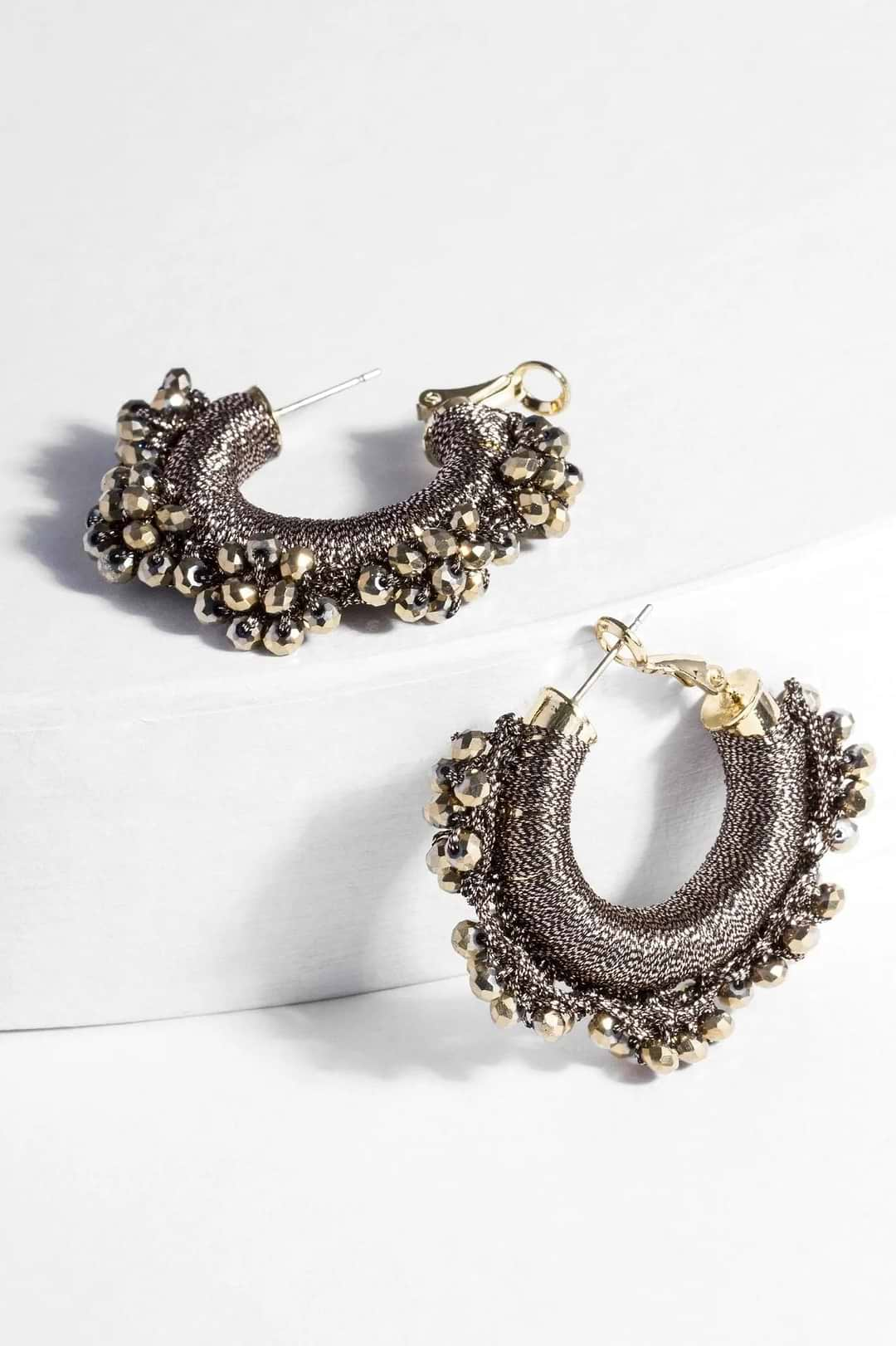 Royal Redux Beaded Hoop Earring Saddle Brown