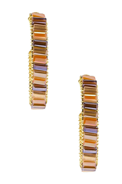Mosaic Beaded Hoop Earring Orange