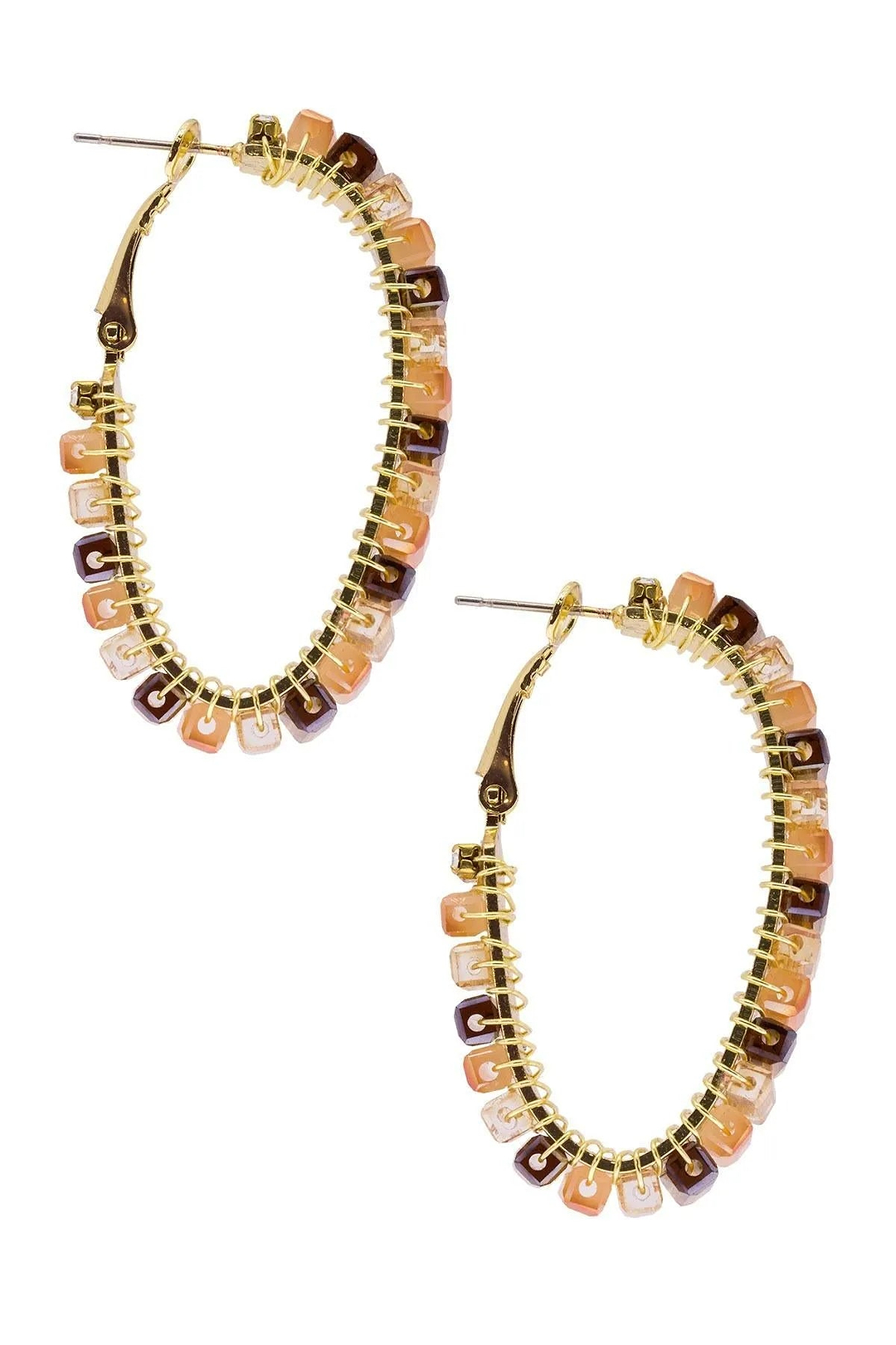 Mosaic Beaded Hoop Earring Orange