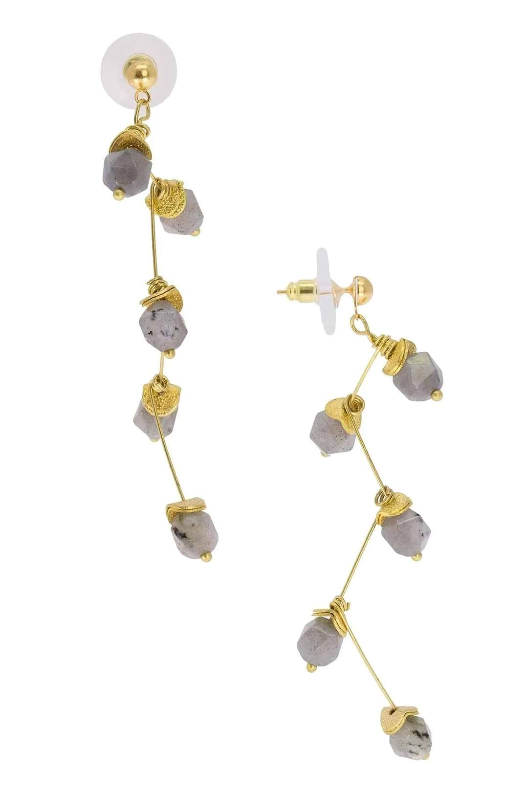 Branch Dangle Gemstone Earring Grey