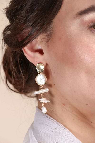 Baroque Pearl Drop Statement Earring Old Lace