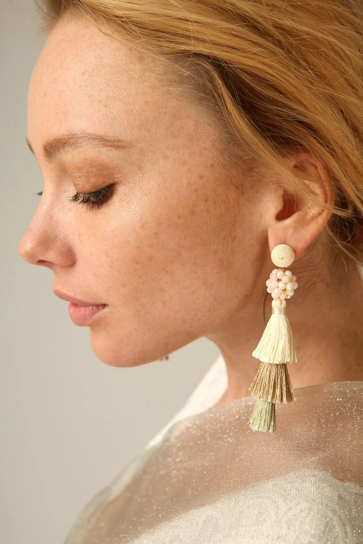 Tara Tassel Statement Earring Corn Silk