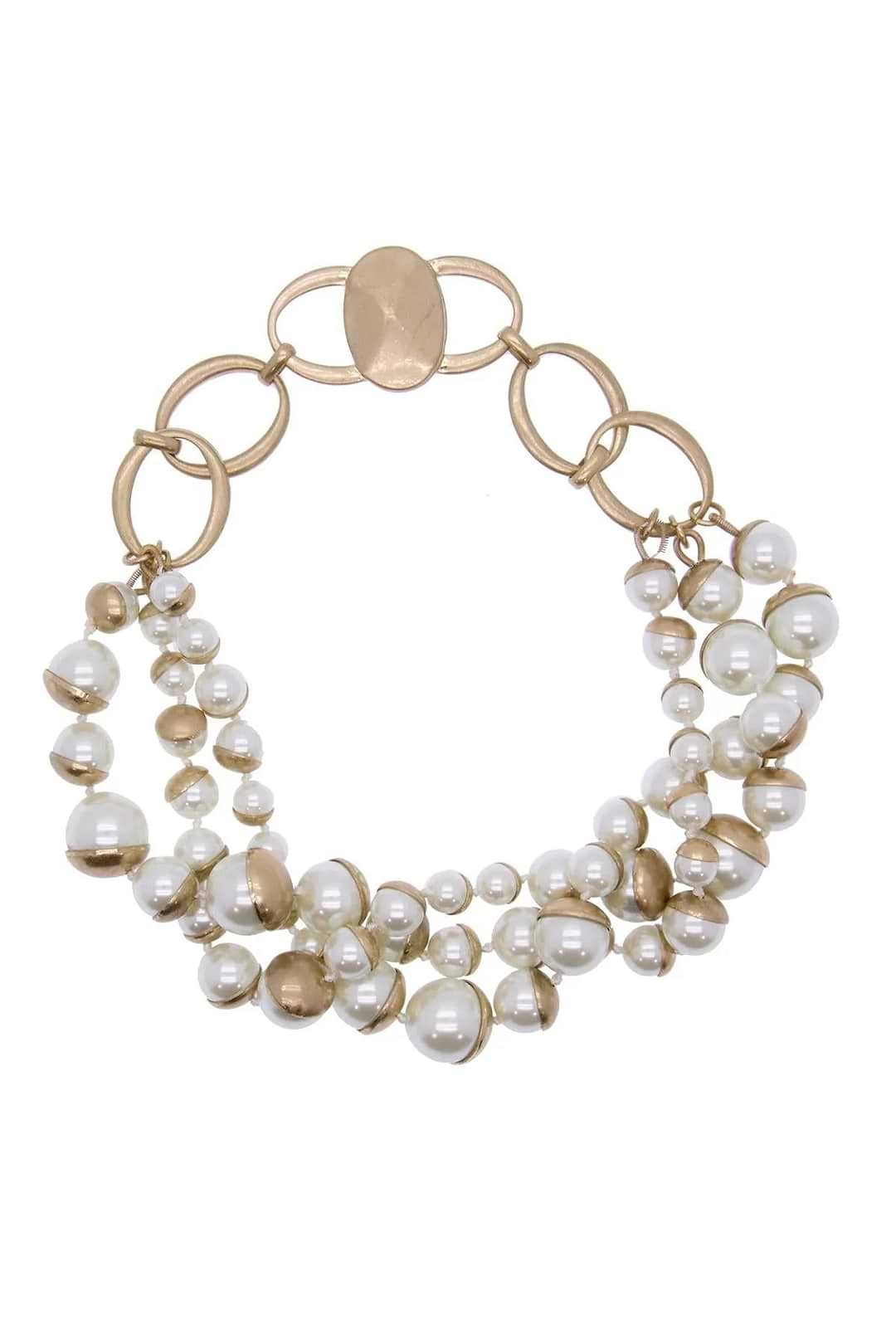 Half Moon Pearl Statement Necklace White