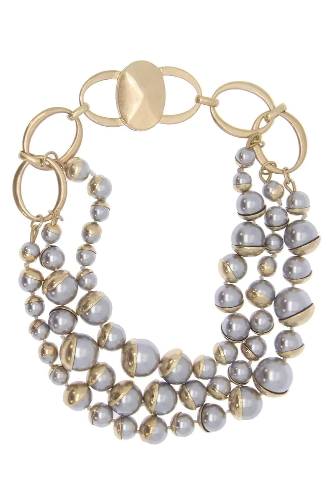 Half Moon Pearl Statement Necklace Grey