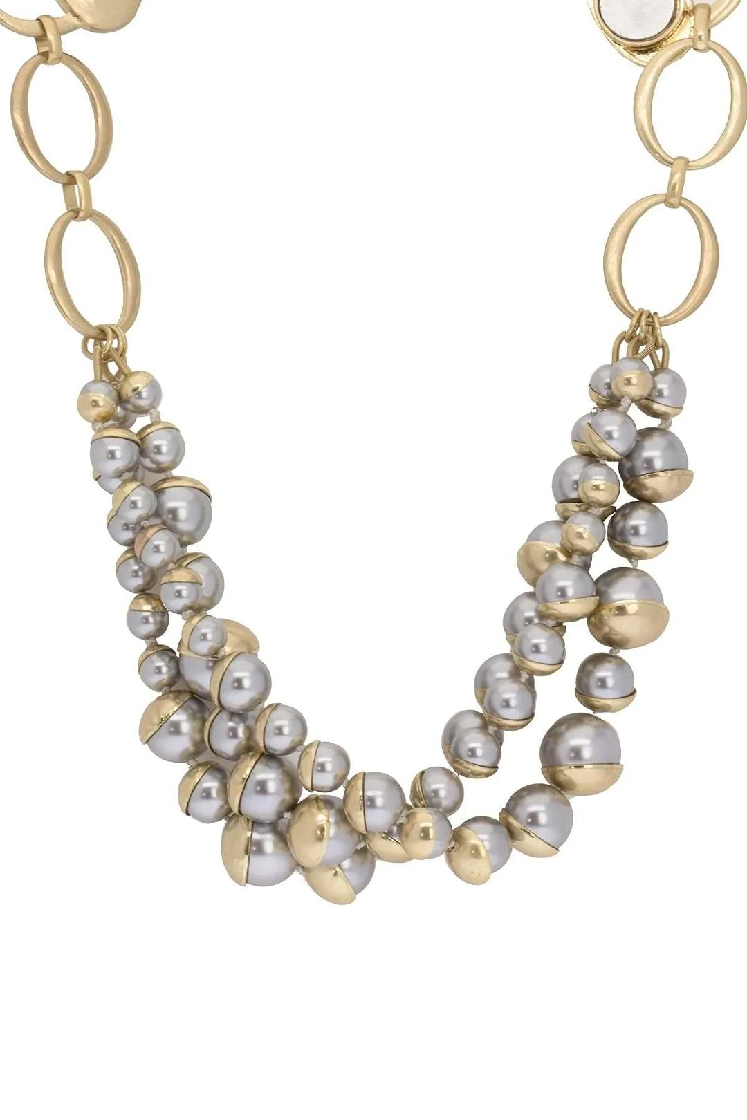 Half Moon Pearl Statement Necklace Grey