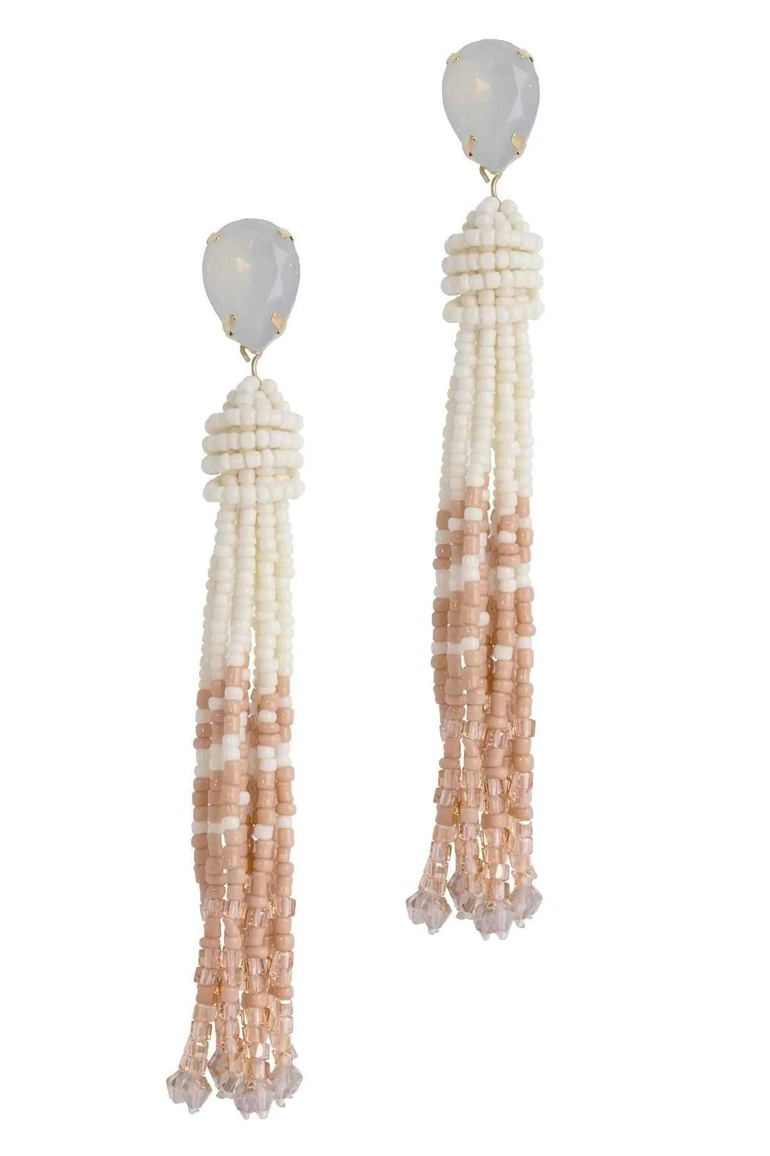 Maldives Tassel Beaded Statement Earring Peach Puff