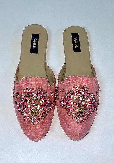 Pink Embroidered Flats - SAACHI