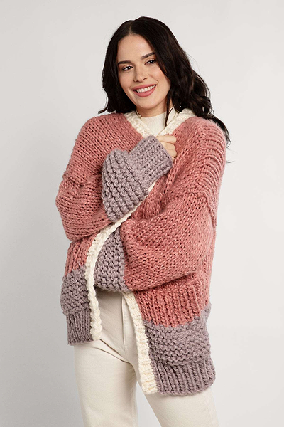 Bella Knit Oversized Sweater - SAACHI - Light Coral - Kimono