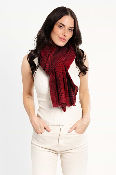 Faded Two Toned Plaid Scarf Red