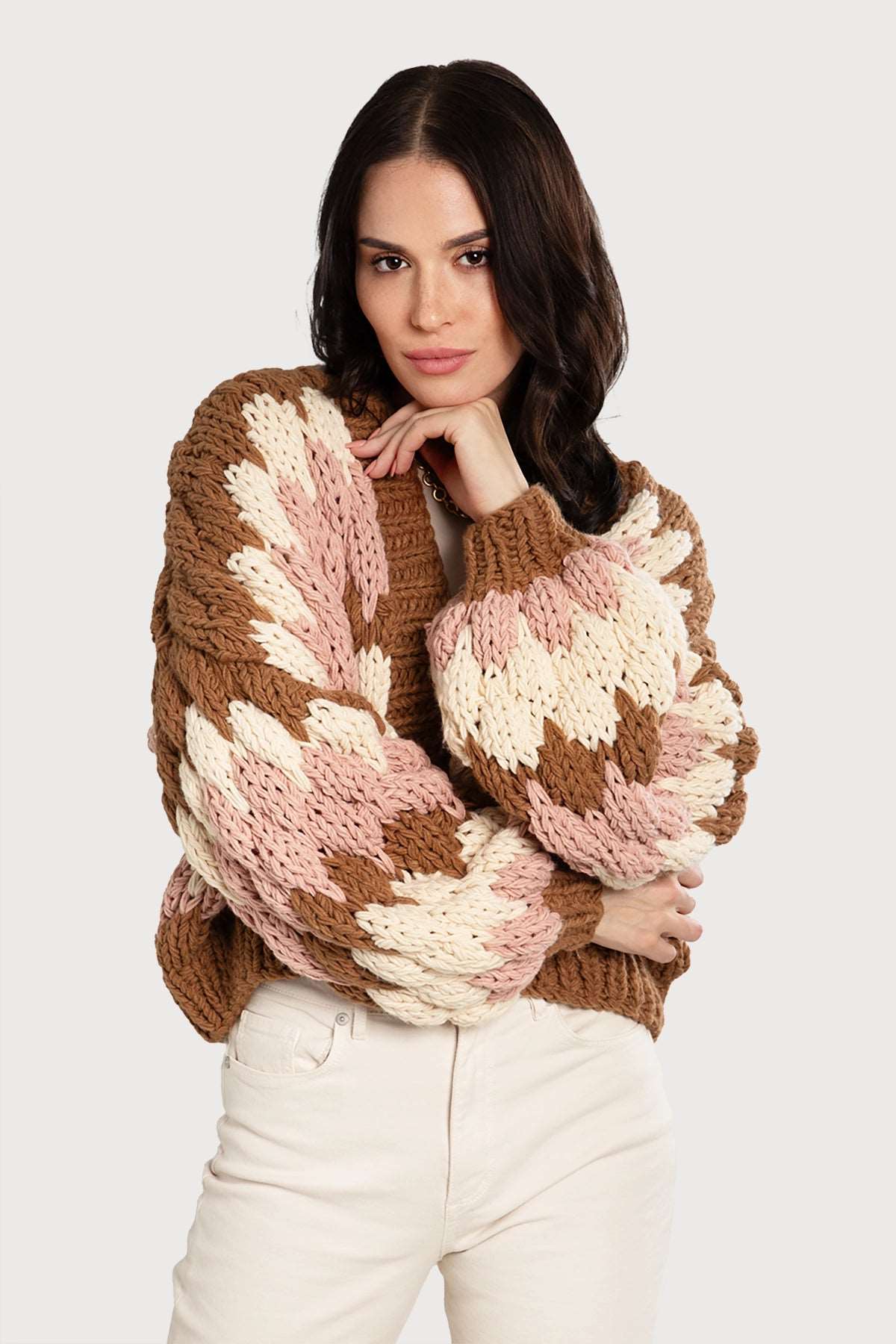 Camila Cropped Knitted Cardigan Sienna