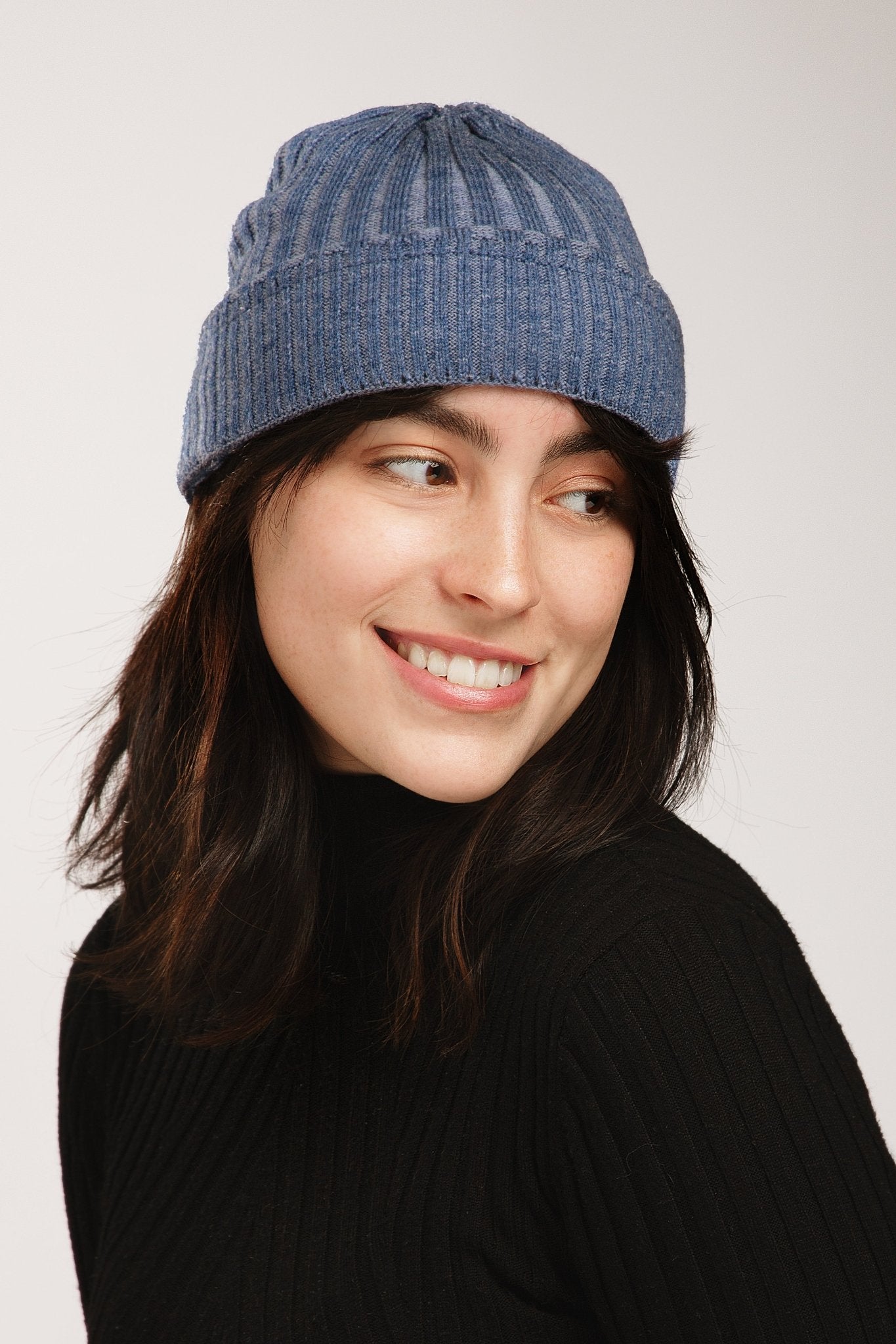 Slouchy Ribbed Cuffed Beanie Royal Blue