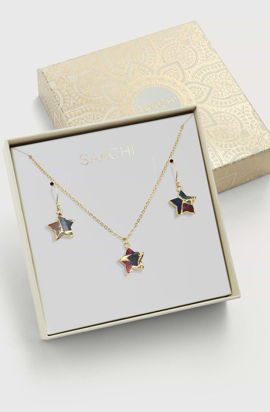 Mojave Mini Star Earring and Necklace Set Firebrick