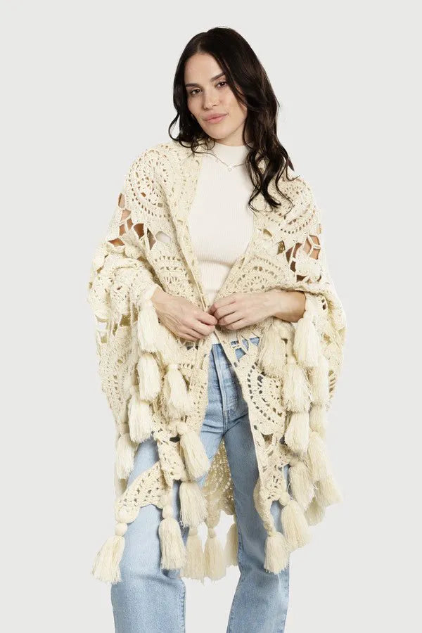 Crocheted Sunshine Shawl Ivory