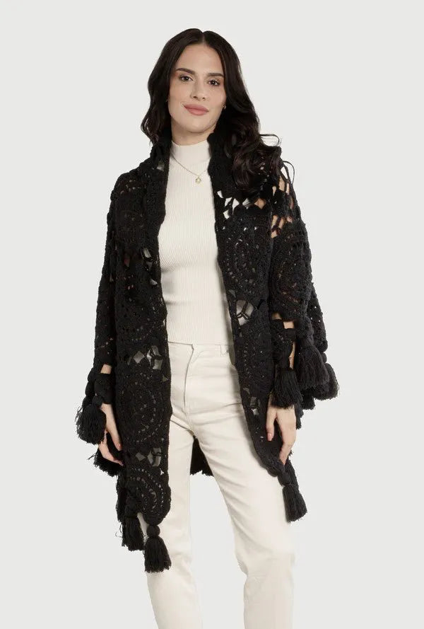 Crocheted Sunshine Shawl Black