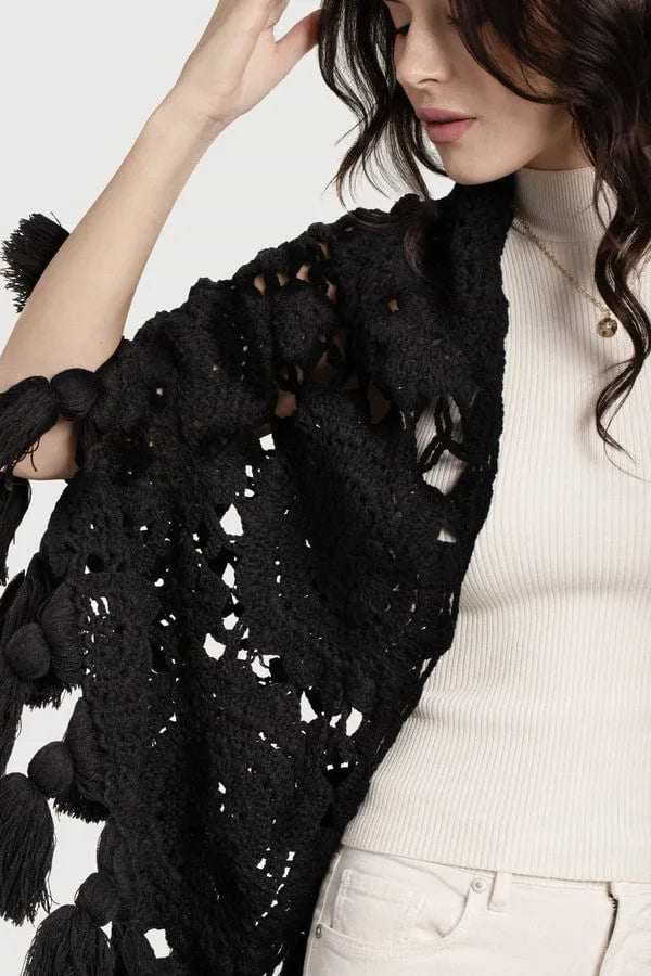 Crocheted Sunshine Shawl Black