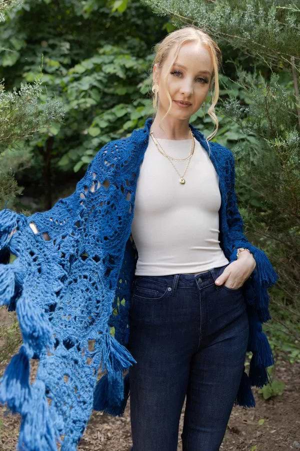Crocheted Sunshine Shawl Blue