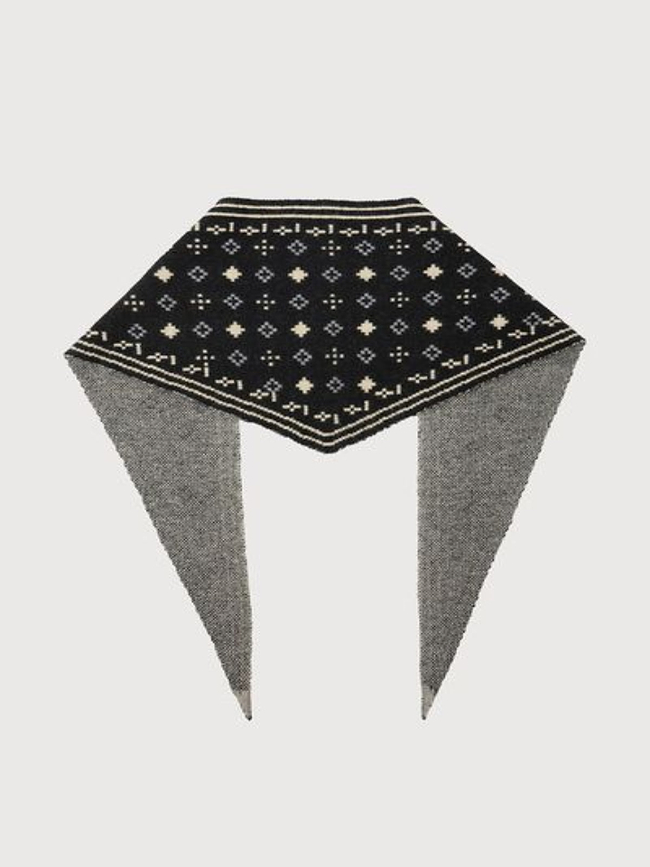 Foulard Knit Triangle Scarf - Black