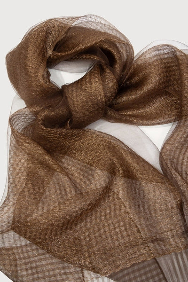 Silk Sparkle Wrap Scarf - Brown