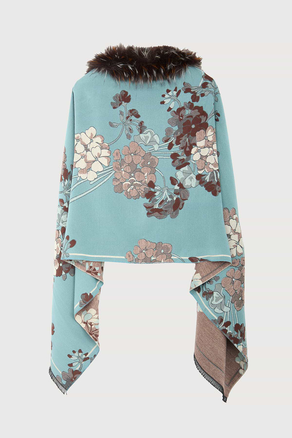 Bloom Reversible Fur Scarf - Light Blue