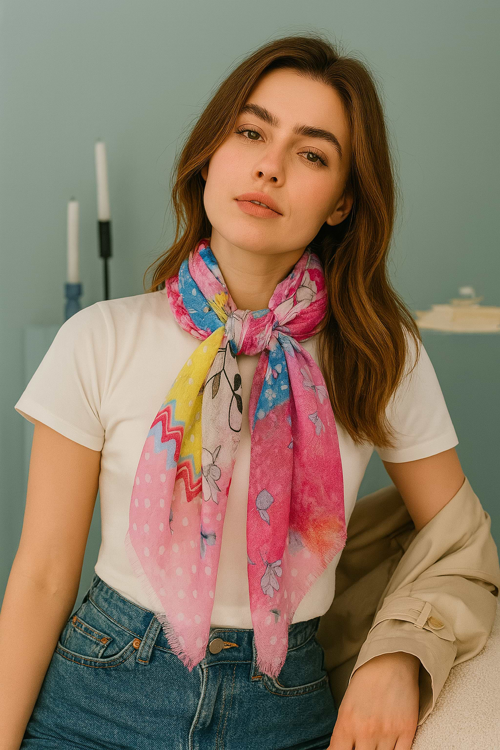 Happy Spring Scarf Light Multi