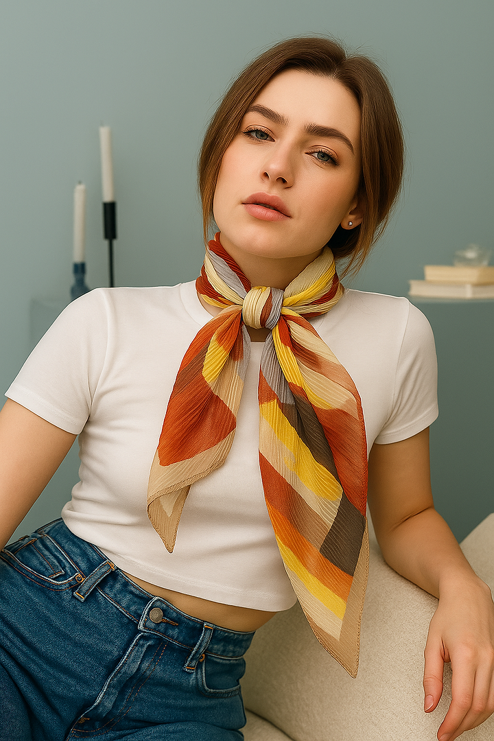 Pleated Abstract Shapes Scarf MULTI