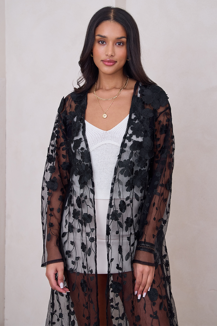 Sheer Floral Duster
