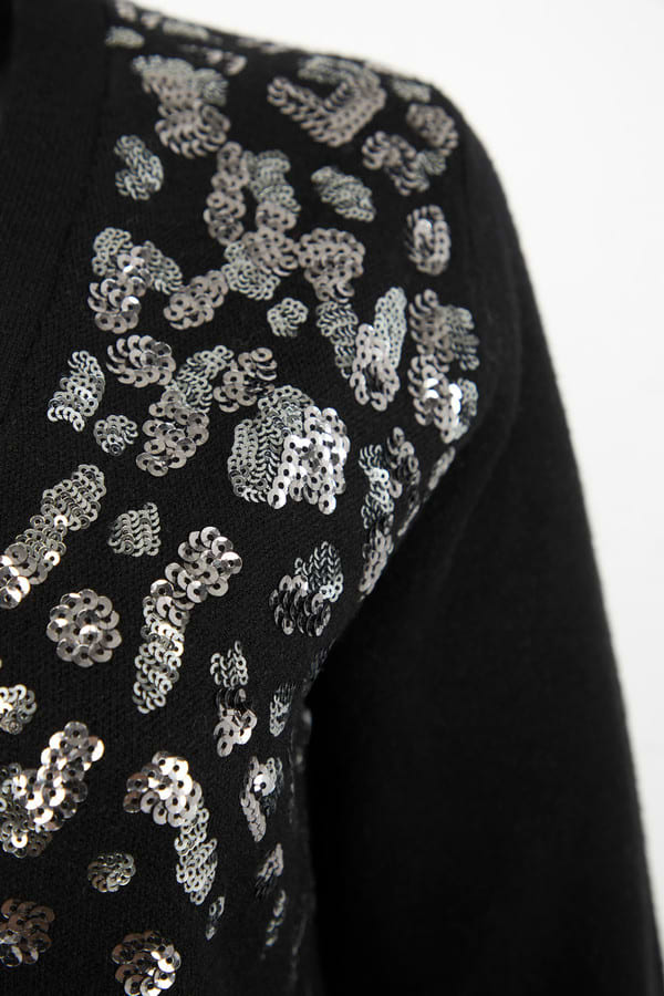 Deco Drip Sparkle Cardigan - Black