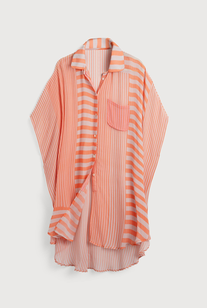 Oversized Striped Shirt Orange