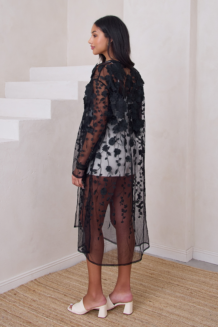 Sheer Floral Duster