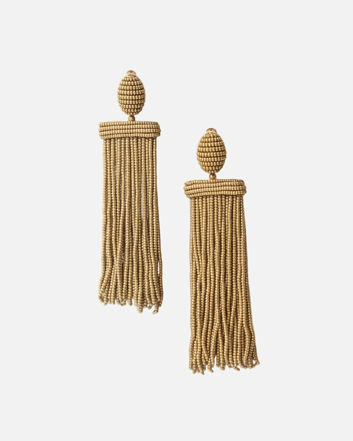 Beaded Clip-On Drop Statement Earrings