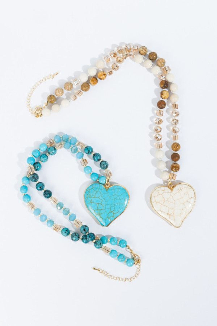 Heart Charm Beaded Necklace