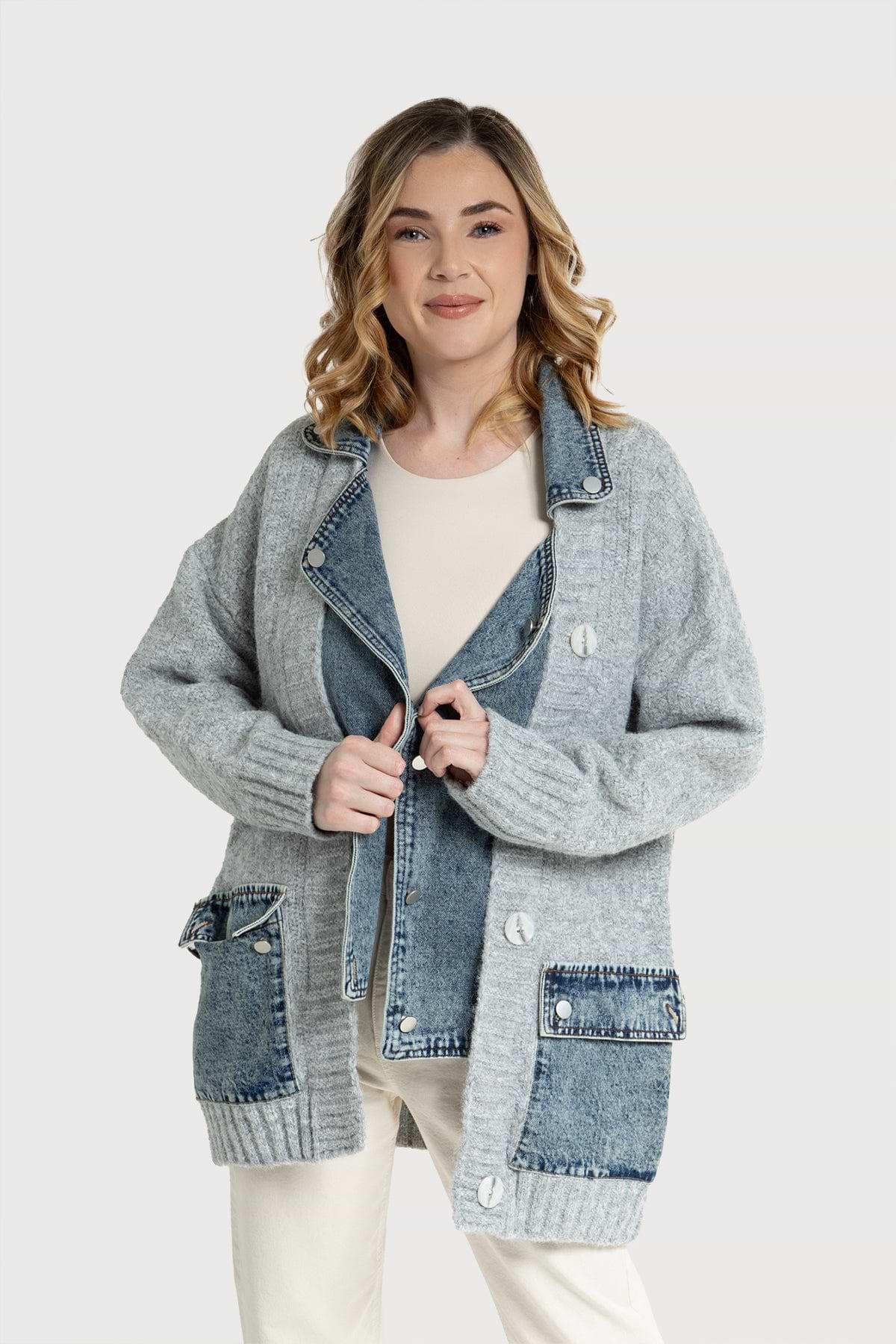 Denim Knit Cardigan – SAACHI Denim Knit Cardigan – SAACHI