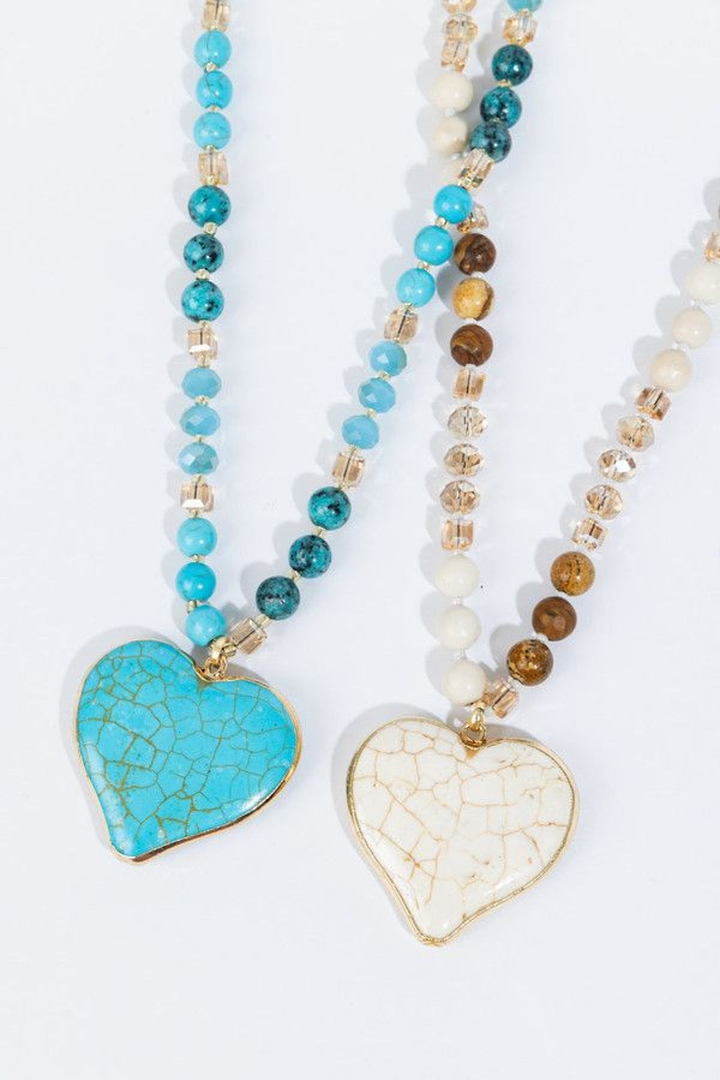 Heart Charm Beaded Necklace
