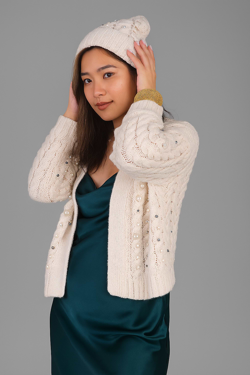 Holiday Cardigan Pearl Knit