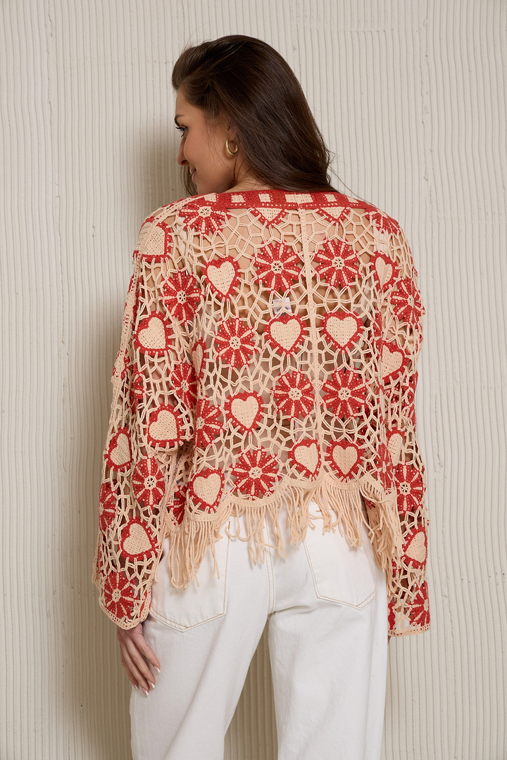 Flower Heart Crochet Poncho